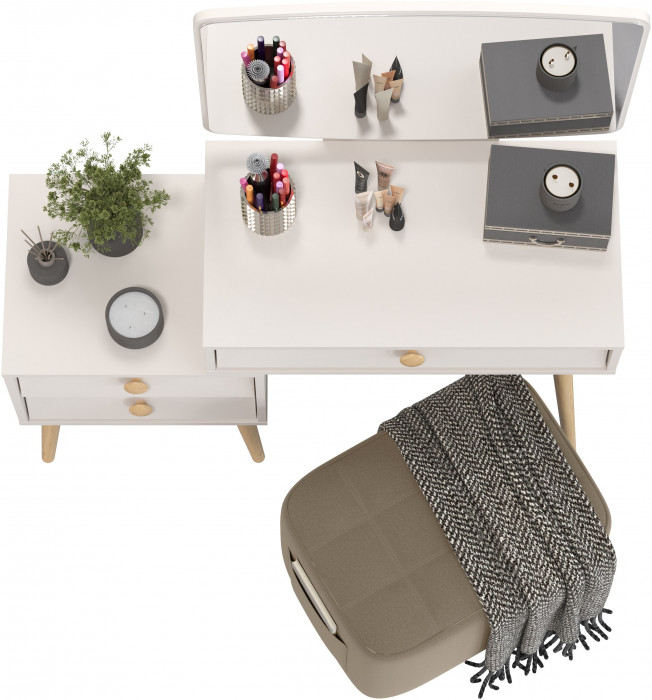 Афина Спальня 4-25901М1к.с. Трюмо + Банкетка 6-5127ТКВорех Вики, цвет кашемир серый/ткань орех, ШхГхВ 105х38,6х129 + 53х40х46 см., универс. сб.