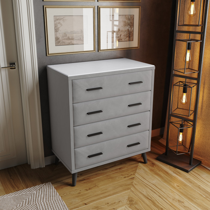 Комод интерьерный Пай светло-серый/мдф холст белый