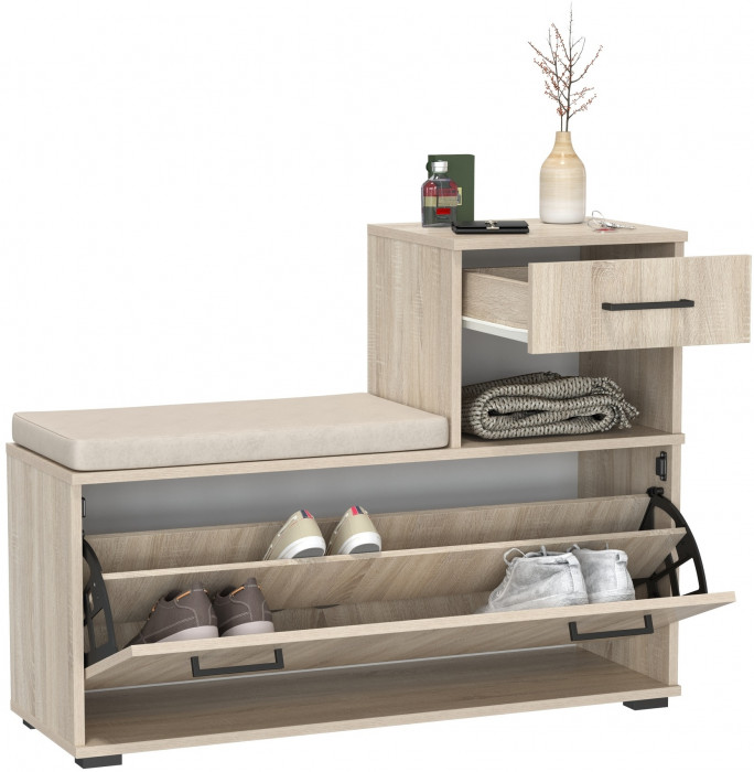 Лира ГК 2-0714дубсон Тумба под обувь, цвет дуб сонома, ШхГхВ 100х33х75,5 см., универсальная сборка