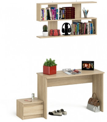Мори Стол письменный МСП1200.1 + Тумба ТМП400.1 + Полка 1200, цвет дуб сонома, ШхГхВ 160,8х50х209,6 см., универсальная сборка