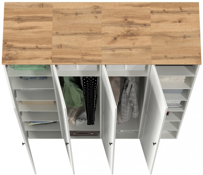 Остин 13.225 Шкаф-пенал 4 шт., цвет белый шагрень/дуб крафт золотой, ШхГхВ 160х54,3х229,6 см., универсальная сборка