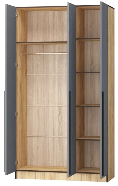 Шкаф Бастион 1500 №1 с антресолью, Графит/Дуб крафт золотой