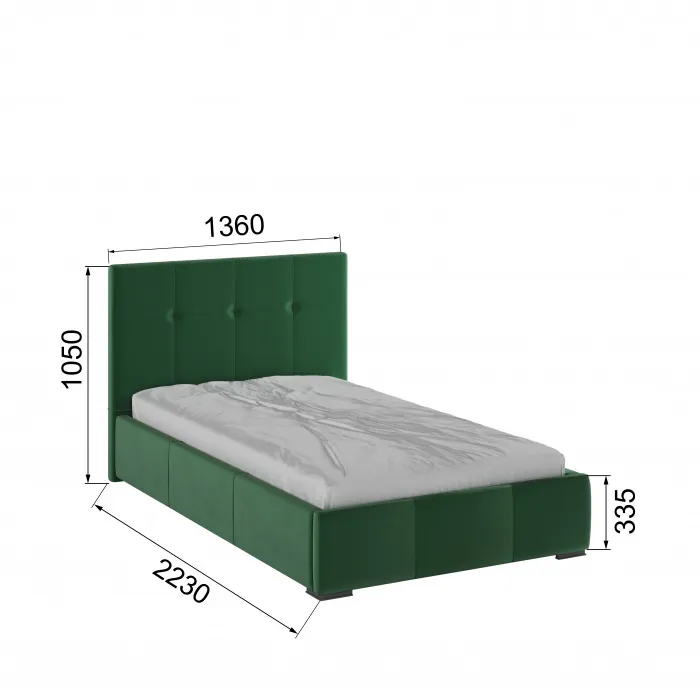 Рио Кровать интерьерная 120 изумруд квадрат, ПМ