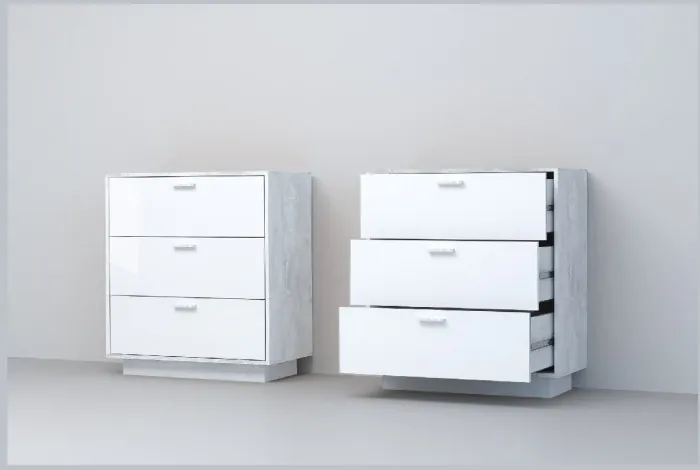 Эго Комод К-3 ПД (Глянец Белый/Бетон Светлый)