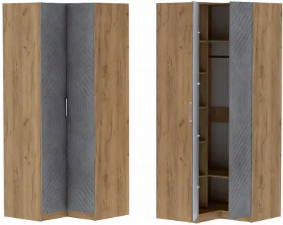 Шкаф угловой "Иннэс-7" - Крафт золотой/Бетон графит