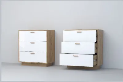 Эго Комод К-3 ПД (Глянец Белый/Дуб Крафт Золотой)