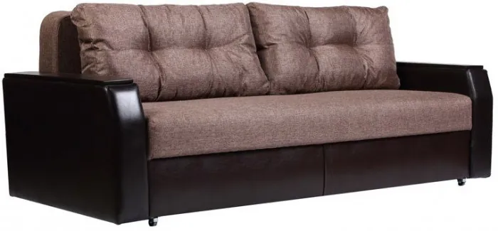 Диван-еврокнижка Атлант 150х195, рогожка/экокожа, коричневый