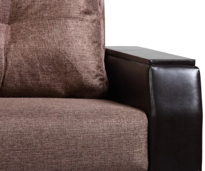 Диван-еврокнижка Атлант 150х195, рогожка/экокожа, коричневый