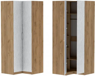 Шкаф угловой "Иннэс-7" - Крафт золотой/Бетон снежный