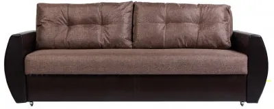 Диван-еврокнижка Бостон 150х195, пружинный блок, рогожка/экокожа, коричневый