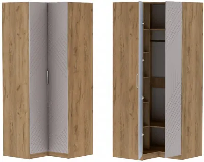 Шкаф угловой "Иннэс-7" - Крафт золотой/Грэй софт