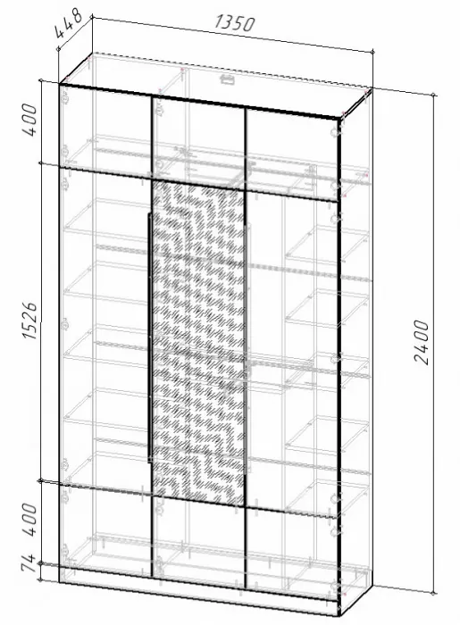 КАНТРИ Шкаф ШК-002 3-створчатый с зеркалом