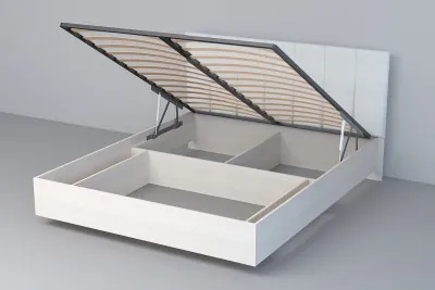 Кровать 1,6 арт.031-М1 (Полосы) - Бодега/Кжз. Белый Глянец (ПМ)