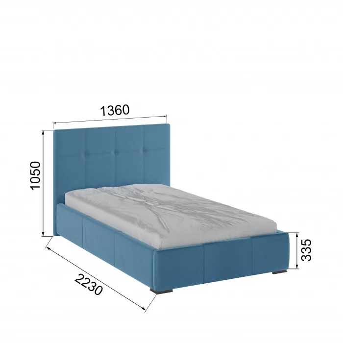 Рио Кровать интерьерная 120 светло-голубой квадрат, ортопед