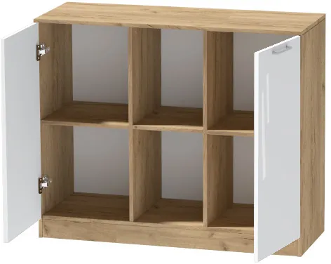 Комод №4 "Иннэс-7", Крафт золотой/Белый глянец