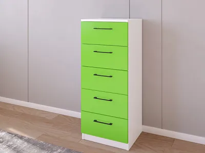 Комод 02/16 45х40х110 Белый/Салатовый