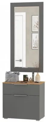 Октава Прихожая 38, цвет серый графит/дуб крафт золотой/фасады МДФ серый графит, ШхГхВ 64,9х35,4х197 см.
