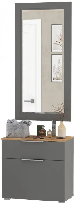 Октава Прихожая 38, цвет серый графит/дуб крафт золотой/фасады МДФ серый графит, ШхГхВ 64,9х35,4х197 см.