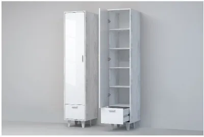 Эго Пенал П-1 НГ (Глянец Белый/Бетон Светлый)