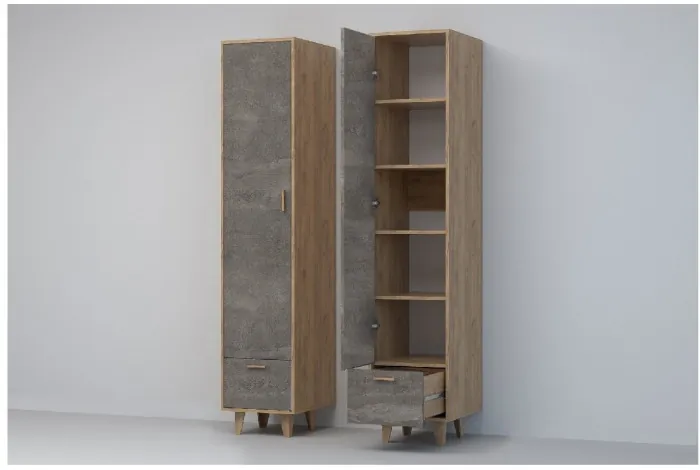 Эго Пенал П-1 НГ (Глянец Белый/Бетон Светлый)