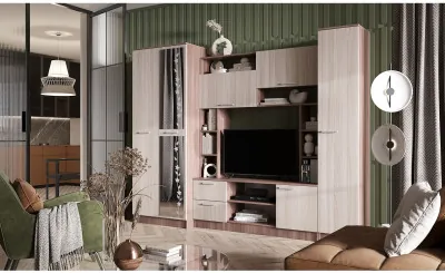 Гостиная Флора ЛДСП (Ясень шимо темный / светлый)