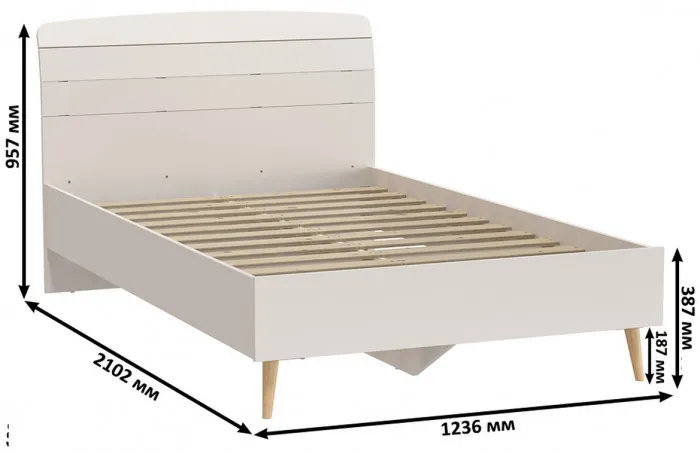 Афина Спальня 01-1200, цвет кашемир серый, сп.м. 1200х2000 мм., б/м, основание есть - фанера