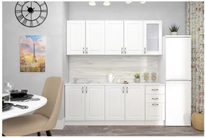 Кухня МДФ Ромб 2000 (Белый/Ясень патина)