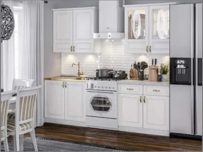 Кухня МДФ Констанция 1600/900 компоновка №1 (Белый матовый, Белый)