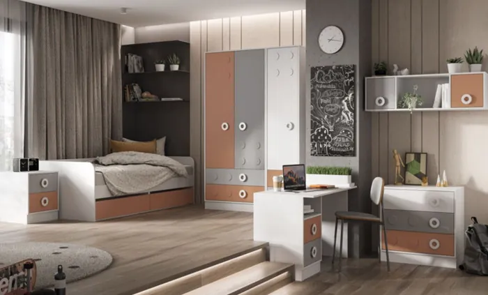 ТУРБО КМ 01 комод с ящиками (750х750х497) корпус белый/шарли кашемир/терракота/белый супермат