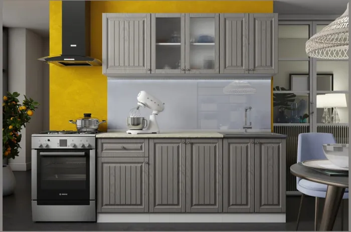 Кухня Хозяюшка МДФ 1800, магнолия/деним