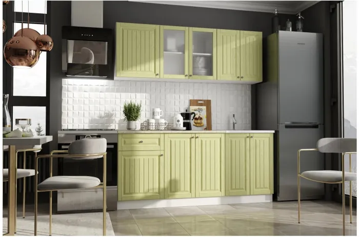 Кухня Хозяюшка МДФ 1800, магнолия/деним