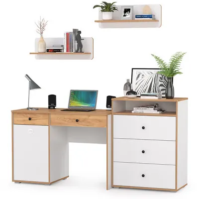 Вуди Компоновка № 48, цвет белый премиум/дуб крафт золотой, ШхГхВ 180х52,7х180 см., универсальная сборка