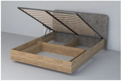 Кровать 1,4 арт.031 (Пуговицы) ПМ. (Дуб Крафт Золотой/Стальной Серый)