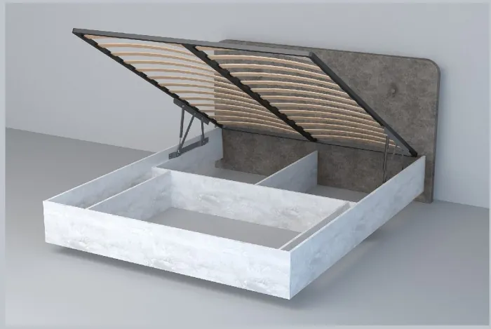 Кровать 1,4 арт.031 (Пуговицы) ПМ. (Дуб Крафт Золотой/Стальной Серый)