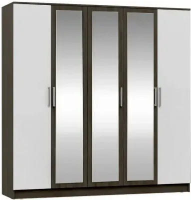 Мартина Шкаф для одежды 5-дверный (Белый глянец, Венге)