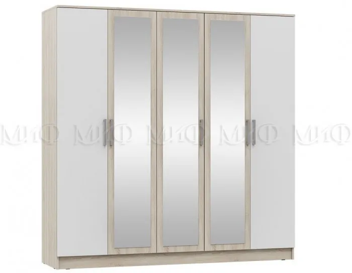 Мартина Шкаф для одежды 5-дверный (Белый глянец, Венге)