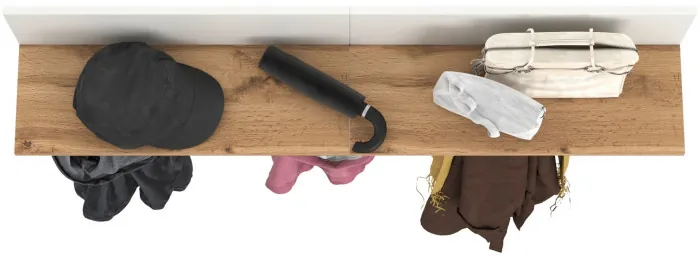 Октава 15.14.01 Вешалка + 15.14.01 Вешалка, цвет белый шагрень/дуб крафт золотой, ШхГхВ 129,4х23,6х40 см.