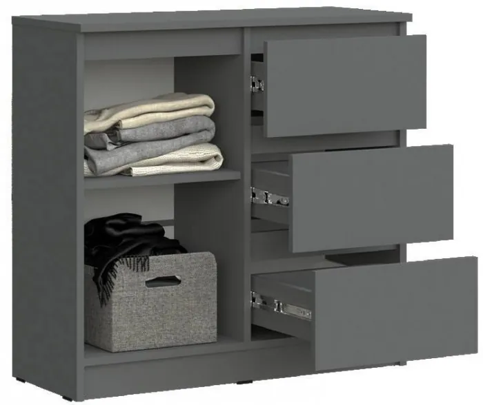 Челси Комод 800 (3 ящик 1 дверь) (Графит, Графит)