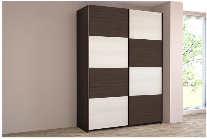 Шкаф-купе Иннэс-5 1400 Ф1/Ф1, Белый глянец