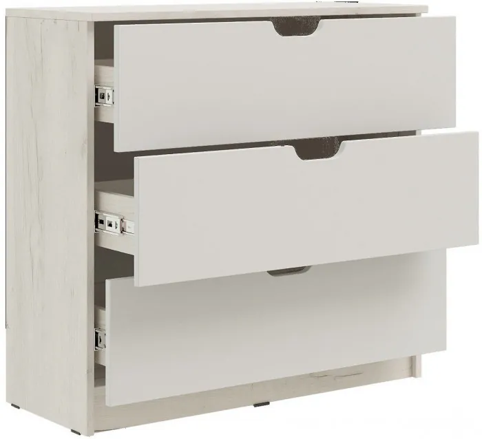 Юниор-4 Комод 3 ящика (800) (Шарли мокко, Крафт белый)