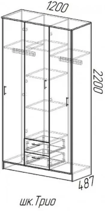 Модульная спальня Эко, композиция 3, вотан/белый гладкий