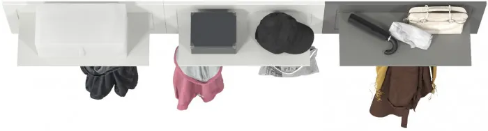 Остин 15.12 Вешалка + 15.12 Вешалка + 15.12 Вешалка, цвет белый шагрень/серый графит, ШхГхВ 239,1х29,6х39,7 см., универсальная сборка