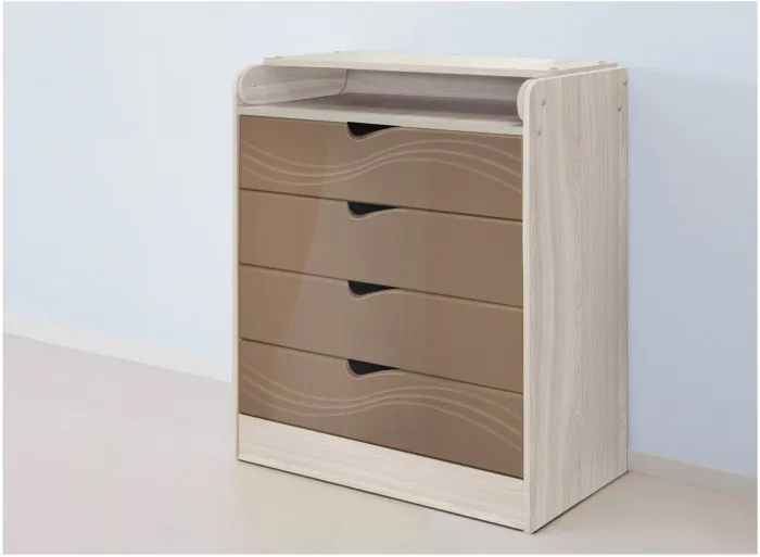 Бриз МДФ Комод раскладной (Волна/Ясень шимо светлый/Шоколад)