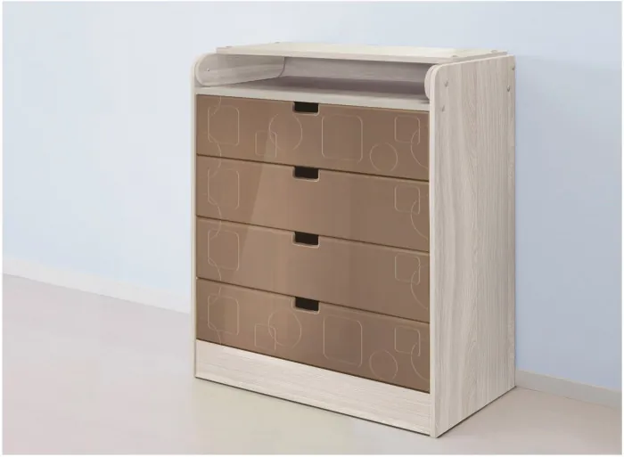 Бриз МДФ Комод раскладной (Квадрат/Ясень шимо светлый/Шоколад)