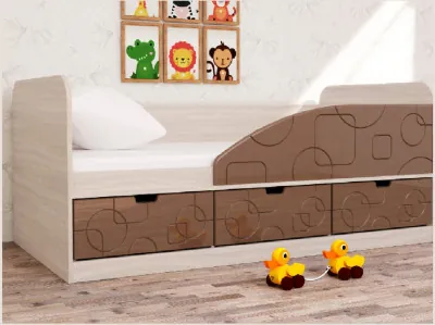 Кровать Бриз-4 80х160 Квадрат (Ясень шимо светлый/Шоколад/Квадрат)