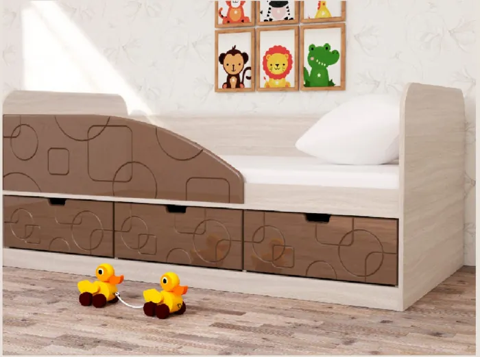 Кровать Бриз-4 80х160 Квадрат (Ясень шимо светлый/Шоколад/Квадрат)