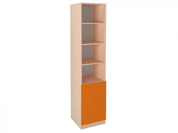 Шкаф-пенал закрытый 1/3 Дуб молочный/Оранжевый