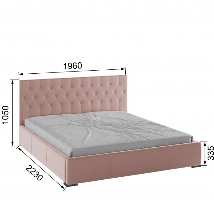 Октавия Кровать интерьерная 180 пыльная роза ромб, ПМ