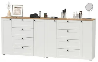 Остин 16.221 Комод + 16.221 Комод, цвет белый шагрень/дуб крафт золотой, ШхГхВ 240х41,9х99,3 см.