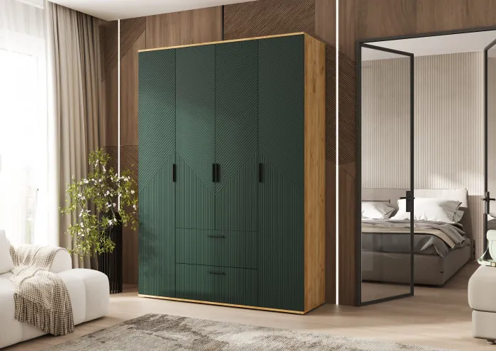 Сильвия Шкаф 4-х створчатый 1600, Браш Мени Грин/Дуб Крафт